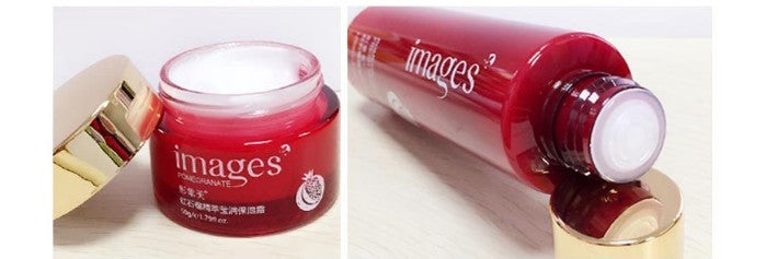 Red skincare product with 'images' branding on a white background