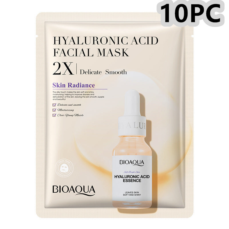 Bioaqua Hyaluronic Acid Facial Mask packaging with a dropper bottle on a white background