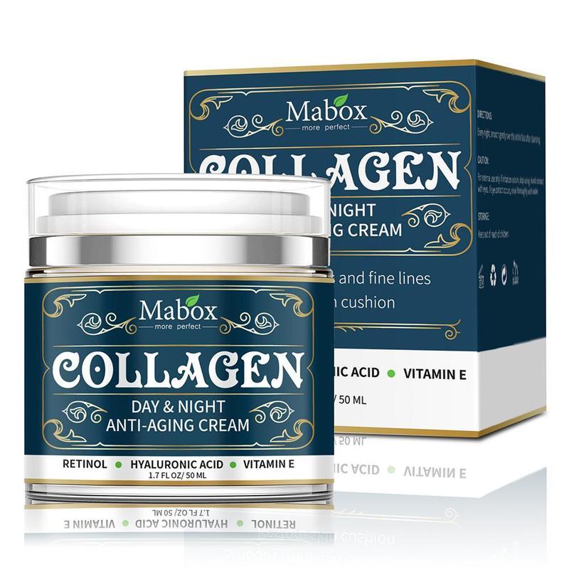 Mabox Collagen Day & Night Anti-Aging Cream jar and packaging on a white background