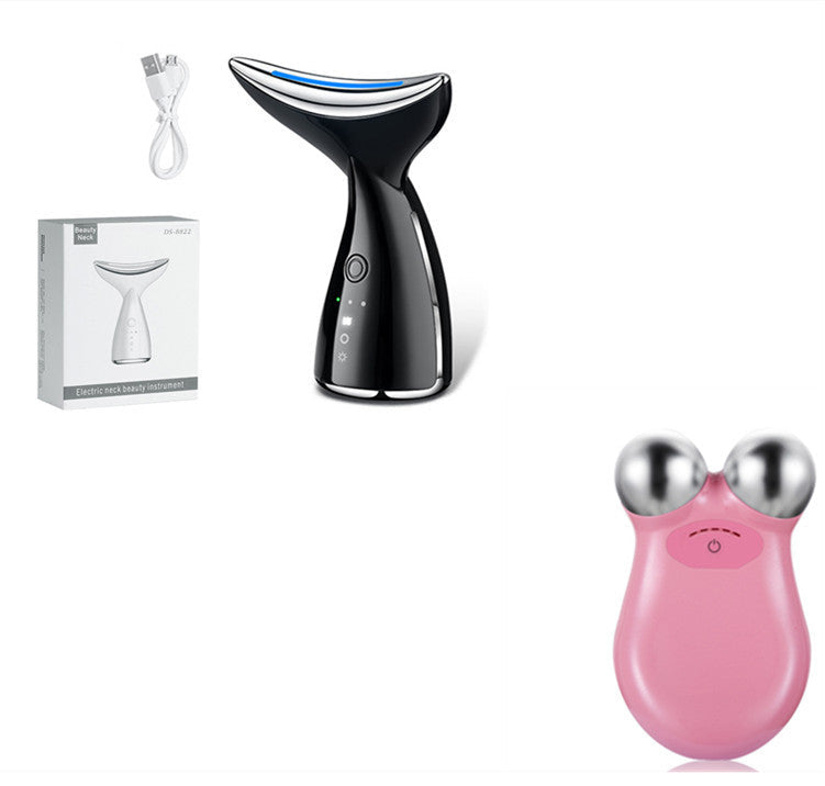 Black and pink handheld devices with packaging on a white background