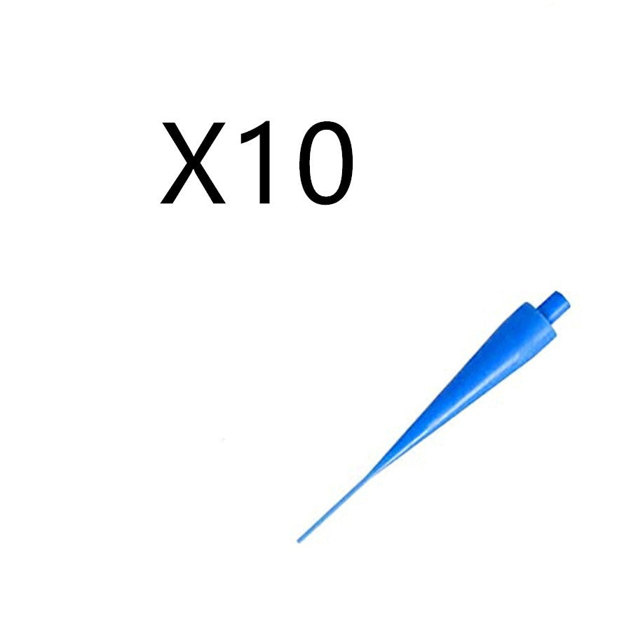 Blue pipette tip with 'X10' text on a white background