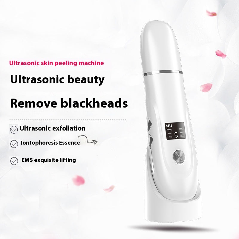 Ultrasonic skin peeling machine with text on a white background