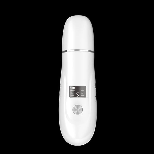 White electronic device with digital display on a black background